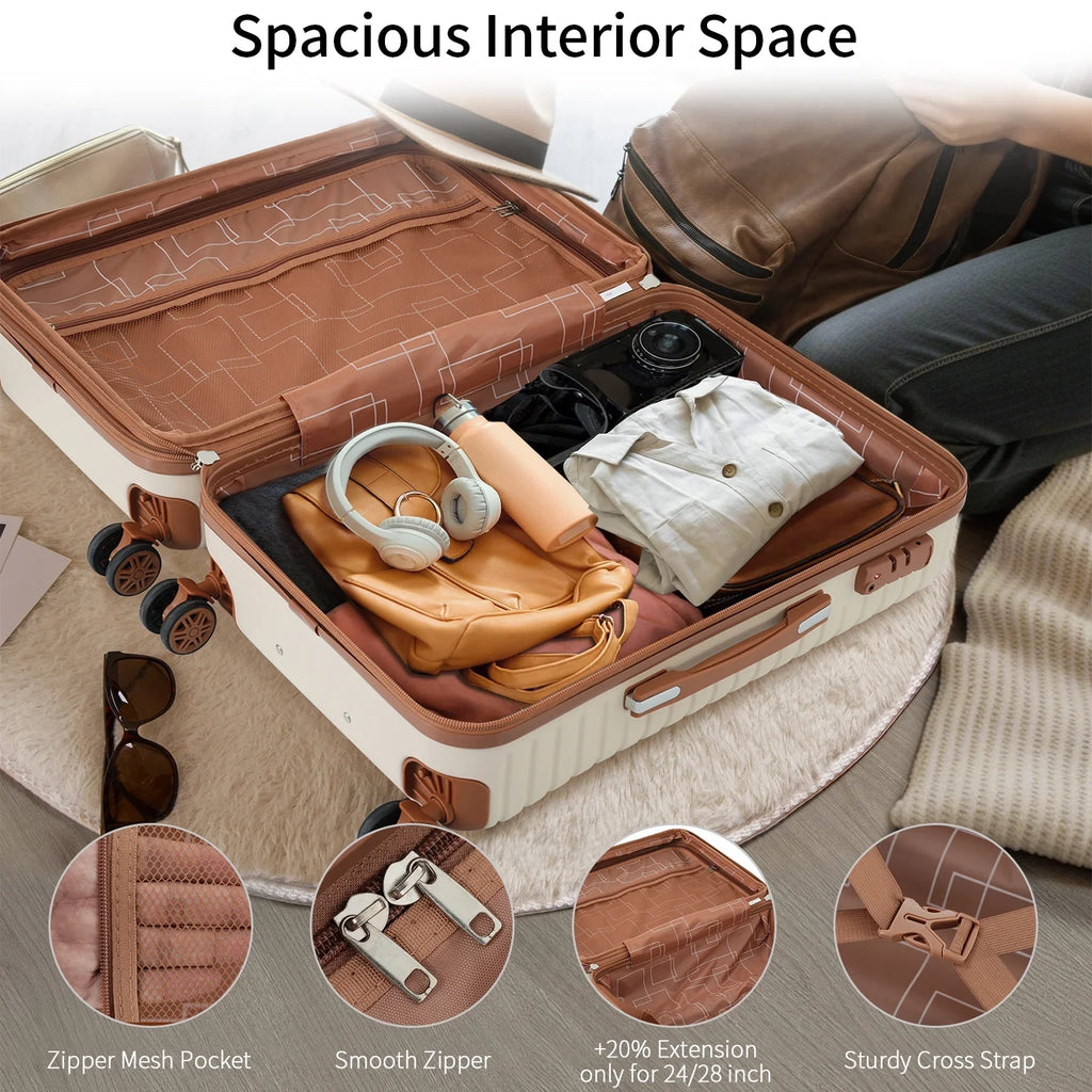 Suitcases Travel Hard Men Expandable with Shell Spinner Suitcase Luggage ABS 4 16''20''24''28'' With for TSA Women Packing Piece Cubes, Wheels 4 Lightweight Lock, Luggage Set Set,