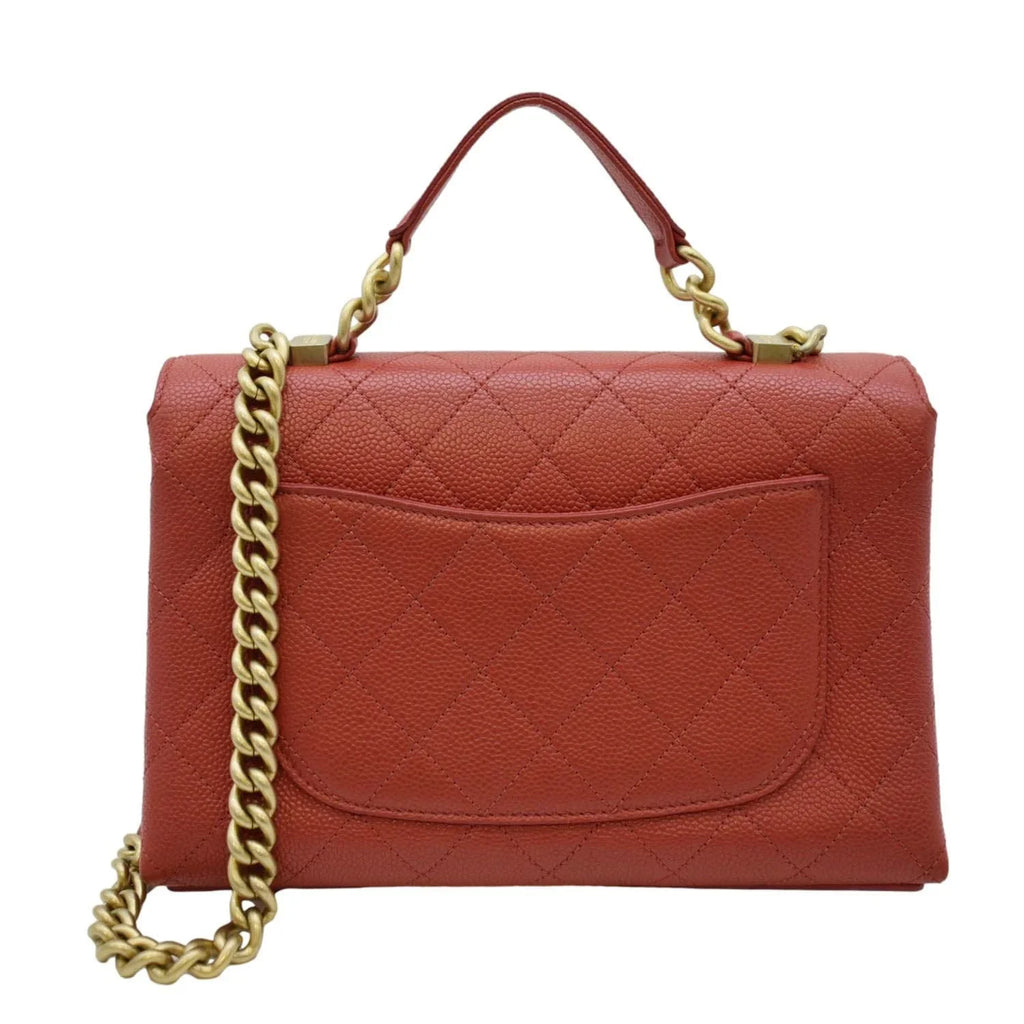 Bag CHANEL Caviar Crossbody Red Pre-Owned Chic Leather Small Stitched Quilted Flap Affinity