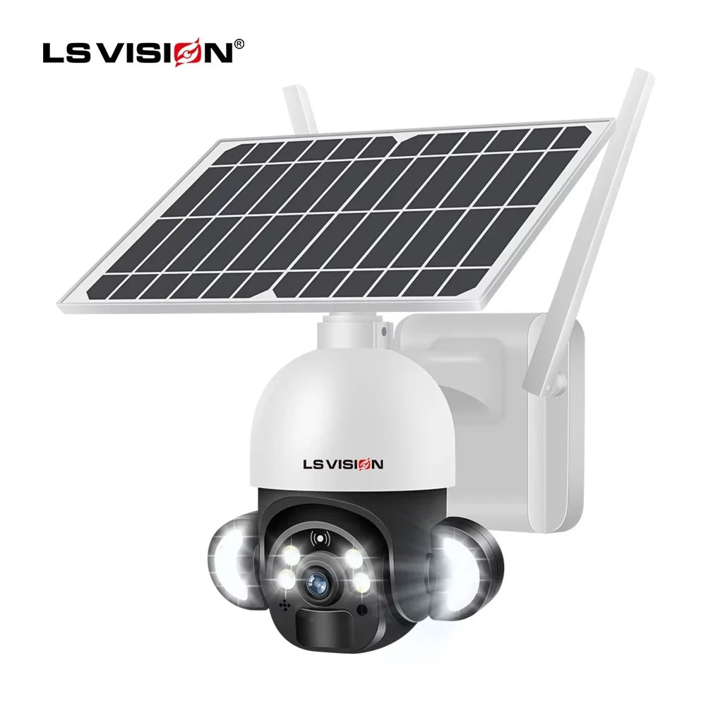 CCTV PTZ LS VISION Cameras WiFi Solar 4MP Outdoor System Security Wireless Waterproof