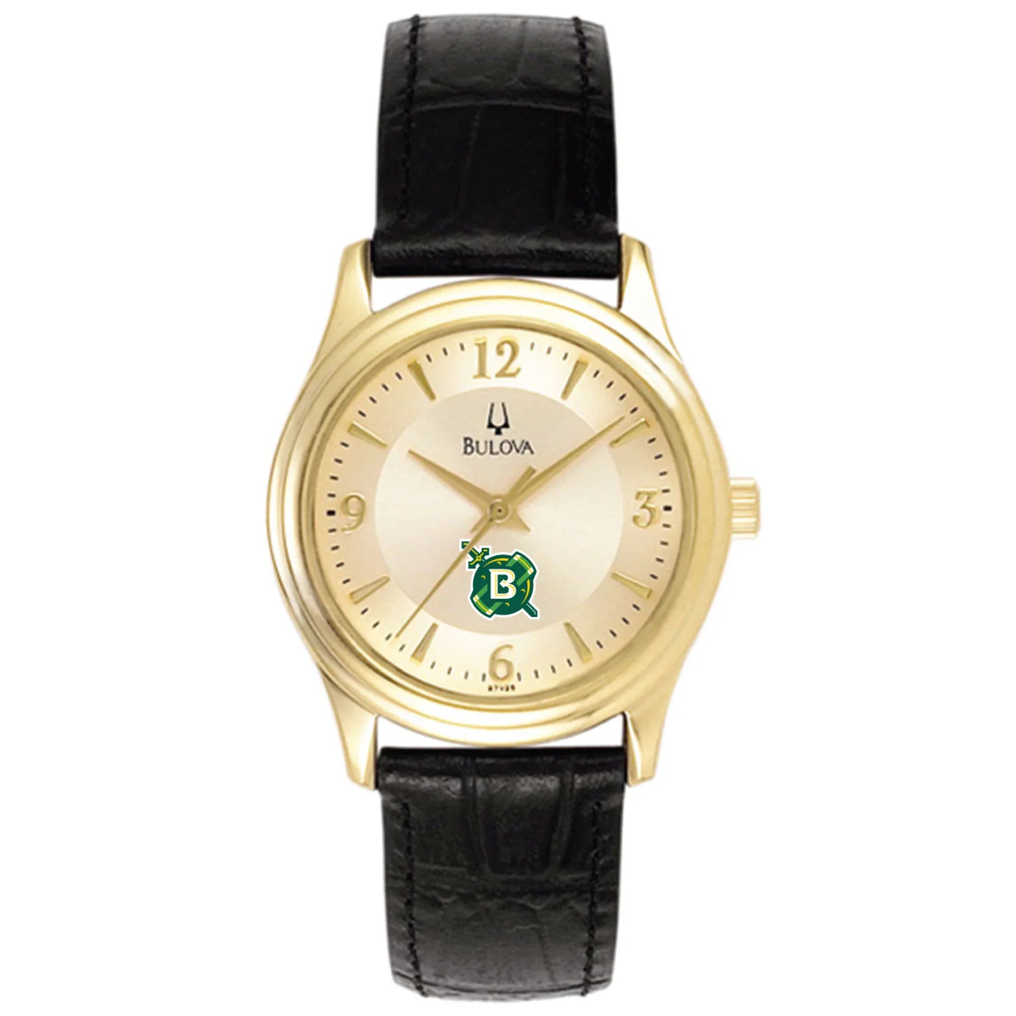 Gold/Black Steel Leather Bulova Watch Women's with Blazers Band Belhaven Stainless