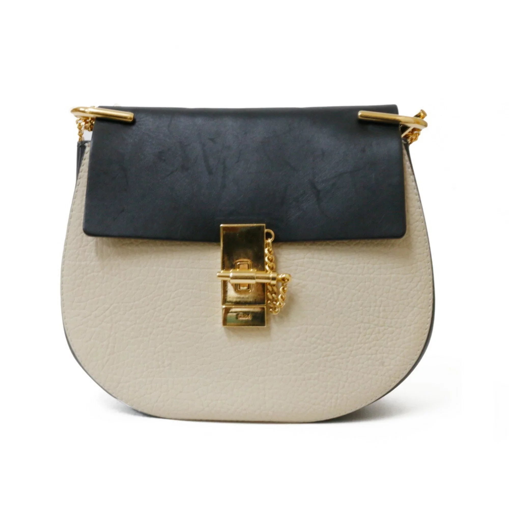 Chloé Beige,Black Leather Shoulder Pre-Owned (Fair) Bag