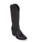 Woven Padded Womens Block Heel Pointed WANTED Western Black Boot Texan Tabs Detailing Pull Whip-Stitch Toe 8.5
