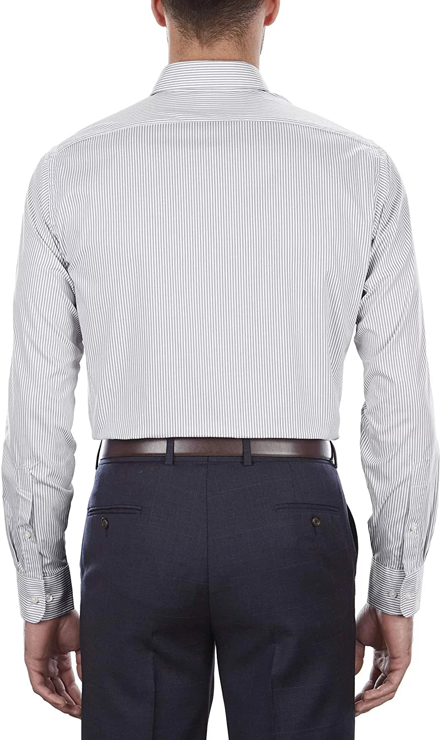 Dress Shirt 16.5 Pinpoint Neck Mens Heusen Iced Regular Sleeve Van Fit Stripe Grey 34-35