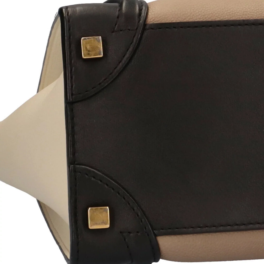 Micro Leather Luggage Beige Ladies Pre-Owned Shopper Handbag Celine (Good)