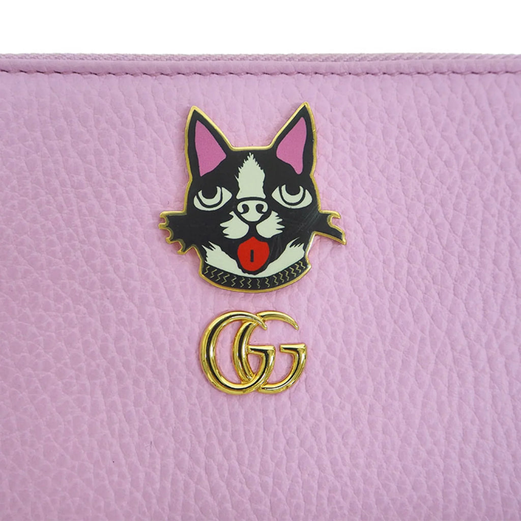 GUCCI Gucci Light 499337 Marmont Wallet Boston Dog (Like Zip Bosco GG Terrier Pre-Owned Round Purse Around New) Pink
