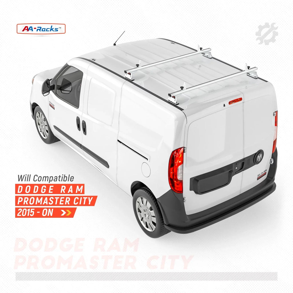 ProMaster City Ladder Roof AX312-PR White Bar AA-Racks Rack System Van (50") 2 w/ 2015-On RAM Model Aluminum Stopper