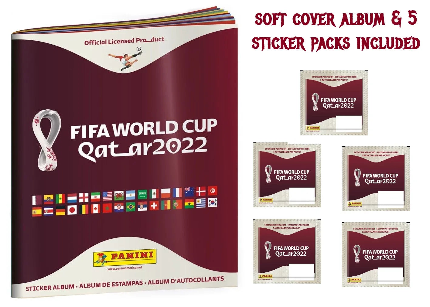 5 Cover) Qatar Cup Fifa Included Sticker Pack Panini (Soft World With 2022 Album