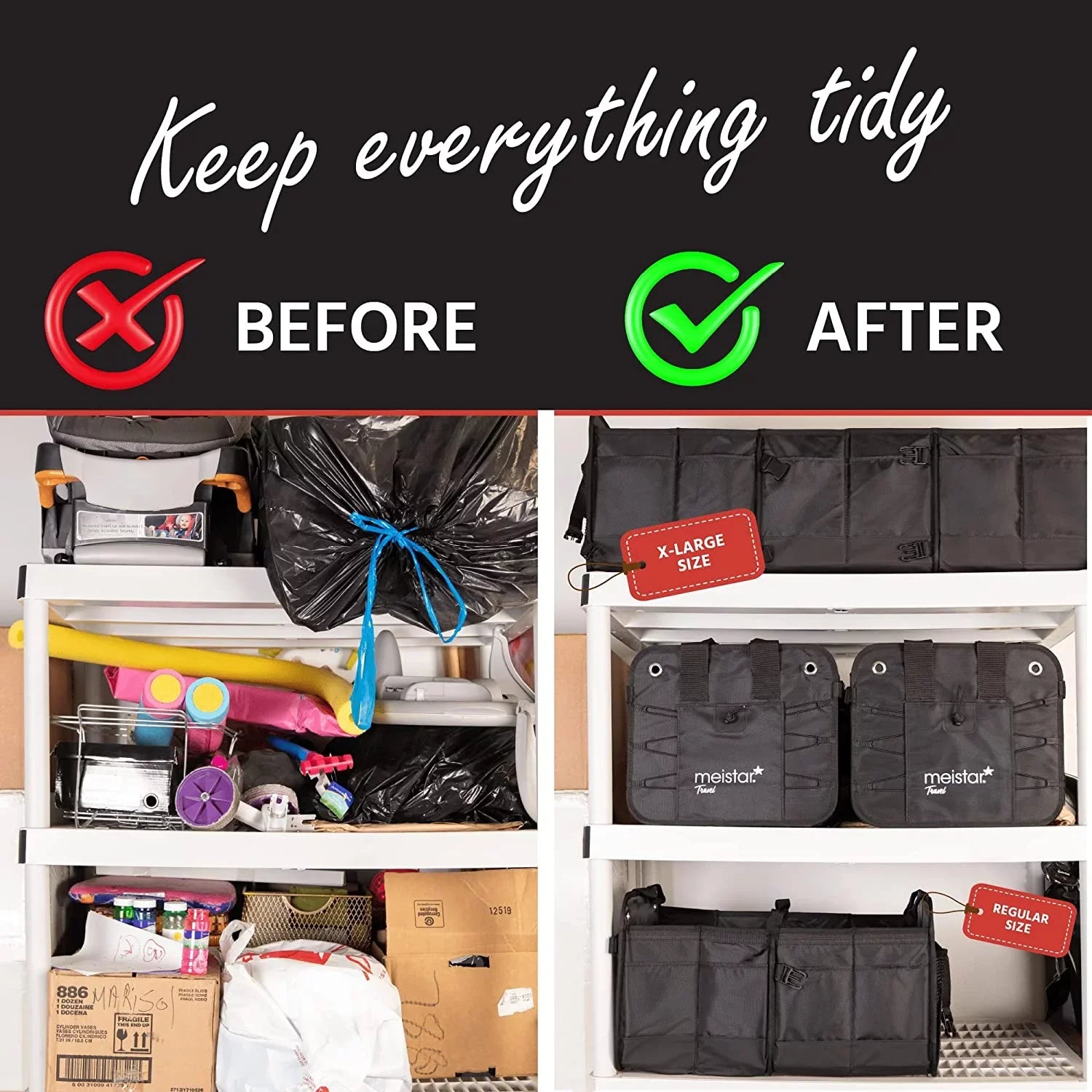 Compartments Auto and for Portable meistar Collapsible Organizer Car Storage Multi Trunk
