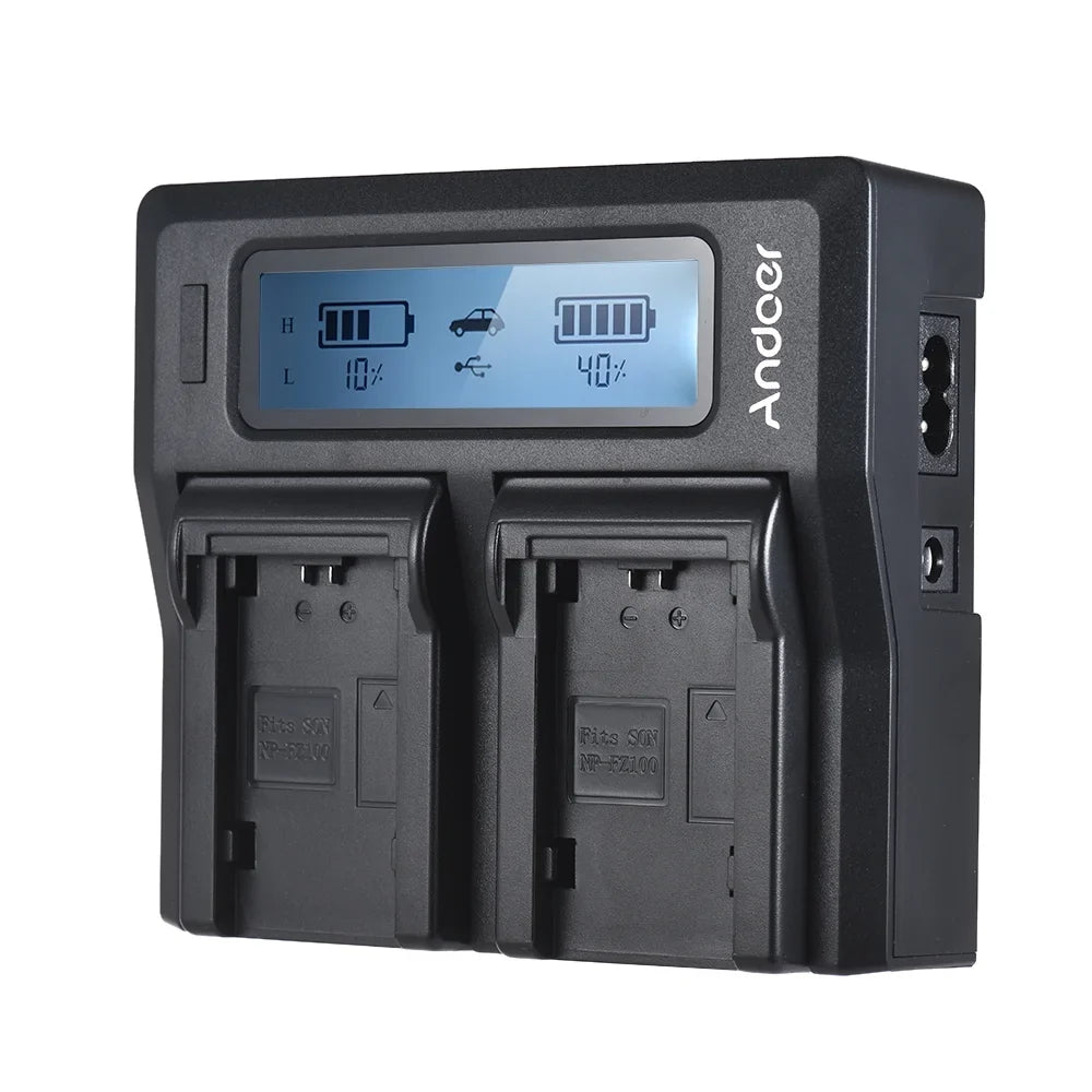 for Replacement A7III NP-FZ100 Dual A9 A7RIII Channel Sony Battery Suzicca LCD A7SIII