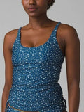 prAna Deep Cha Scoop Small Melody Cha Neck Size Shirred Top Tankini Indigo (S)