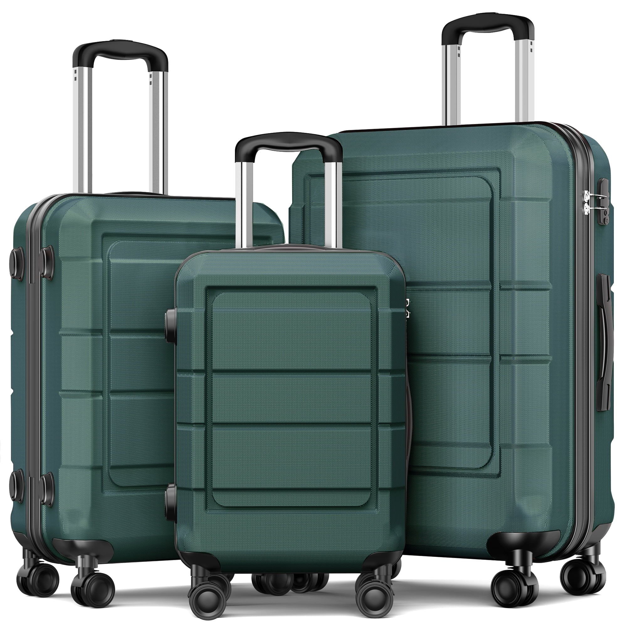 AEDILYS Sets, ABS Suitcase 3 Green TSA Luggage Hardside Set, Lock, Piece