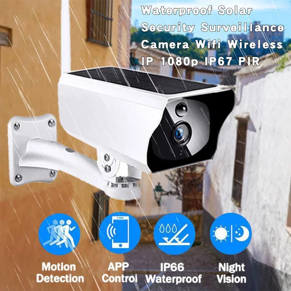 IP 1080P Surveillance Cameras, WiFi Camera, Camera Video Motion Powered, Wireless Solar Rechargeable Outdoor Waterproof, Security Energy Battery Powered Detection,