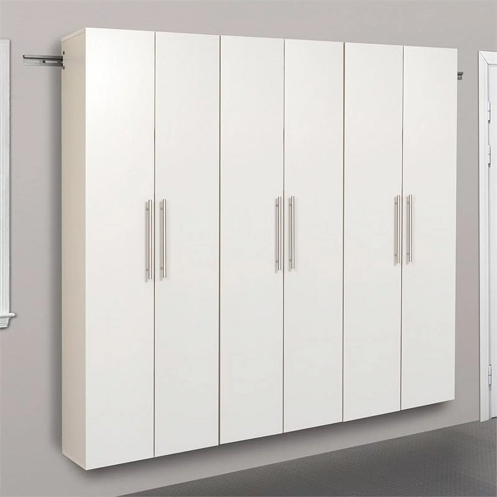 72" Garage Piece Wall Cabinet Row Large in Pemberly White Set Mounted 3