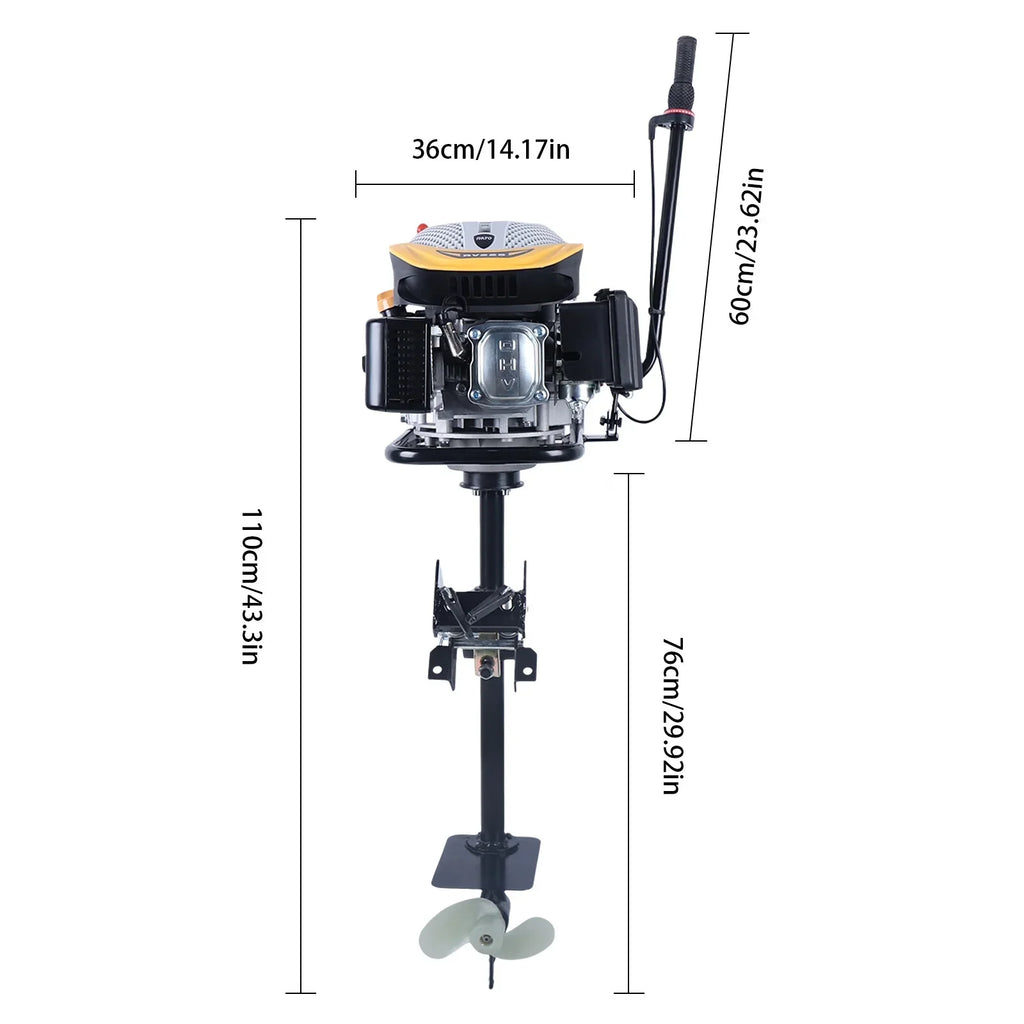 Outboard System Air Propeller Boat Cooling Engine,225CC Duty Boat Engine Outboard Motor YIYIBYUS 4.3KW Motor Heavy Stroke Outboard 4