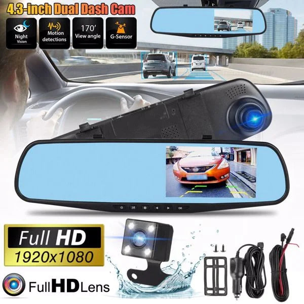 Front HD Video Recorder Mirror Camera Rear Dash Dual Bornmio Car Rearview 1080P DVR Cam