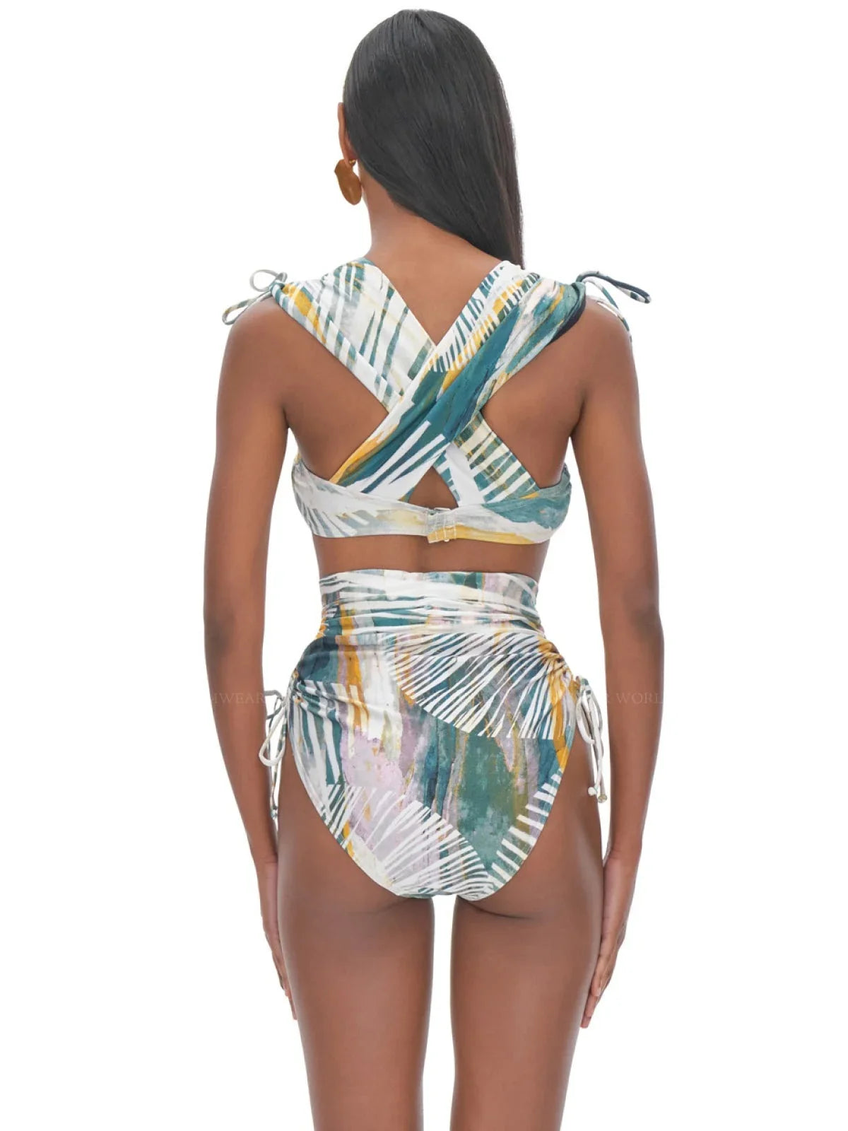 Ruched Menasa Large Andrea Underwire MULTI Top, US Iyamah Swim Bikini ABSTRACT