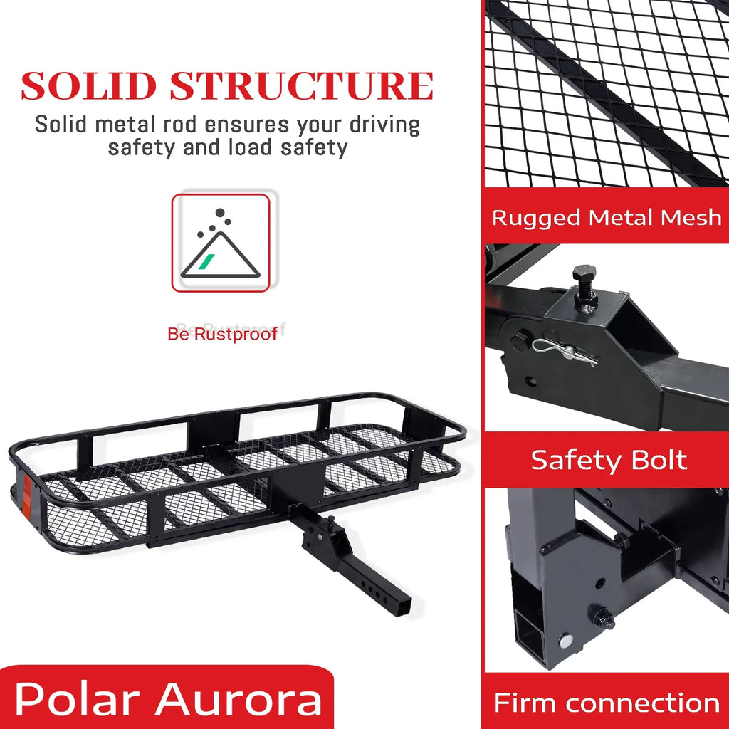 500 Rack Capacity 60"x20"x6" Cargo SUV, Truck, Rear for Luggage Carrier Mount lbs, Basket Folding Hitch Car,