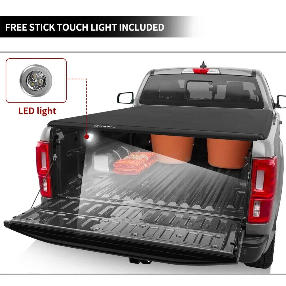 Truck Bed Cover 2019 2020 Ranger ft 2022 Tri-fold 2021 2023 for Ledkingdomus Bed Ford 5 Soft Tonneau