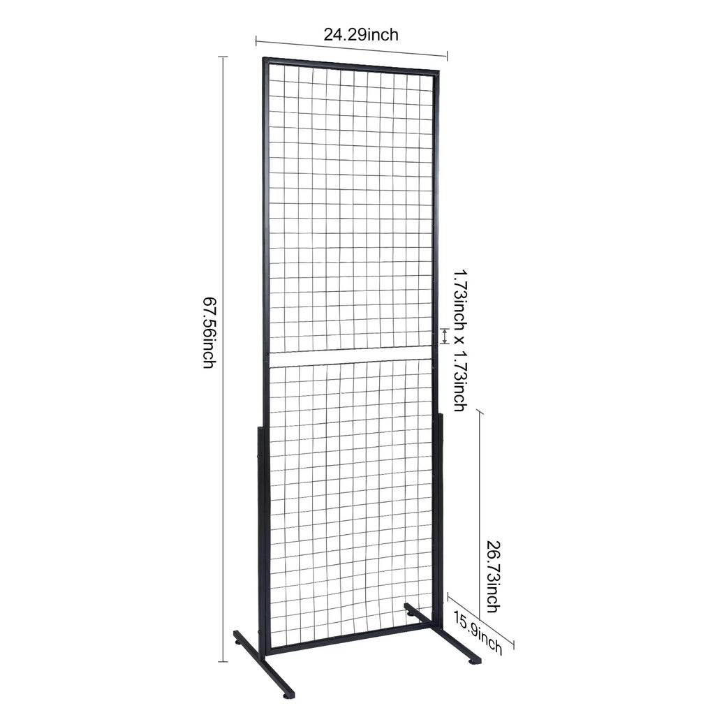Side Wall T-Base with Packs Grid Gridwall 2' Gridwall x Double Retail Floorstanding, Shows, Display and Wire Art Extra Clips Panels Racks Display for 2 Panels Tower, with 5.6' Craft Hooks BENTISM