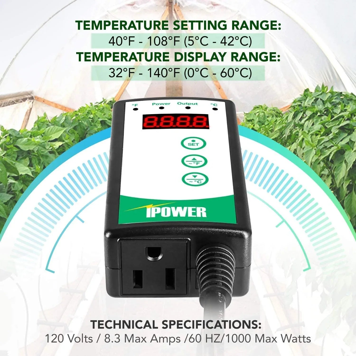 Pad, Controller Plant Fahrenheit Combo 40-108 Hydroponic Heat Thermostat Starting Warm Mat Kit Digital Seeding iPower Degrees and