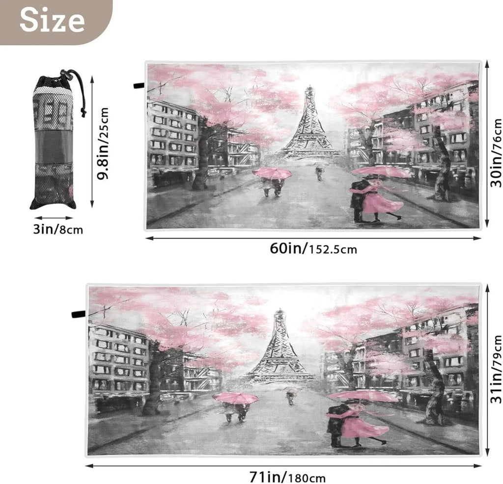 Romantic Bestwell Shower Thin Blanket, Pool Free Multipurpose 30”X60” Towel, Tower Paris Bath Microfiber Towel Quick Dry Oversized Lightweight Swim Towel Yoga Towel Eiffel Sand Beach
