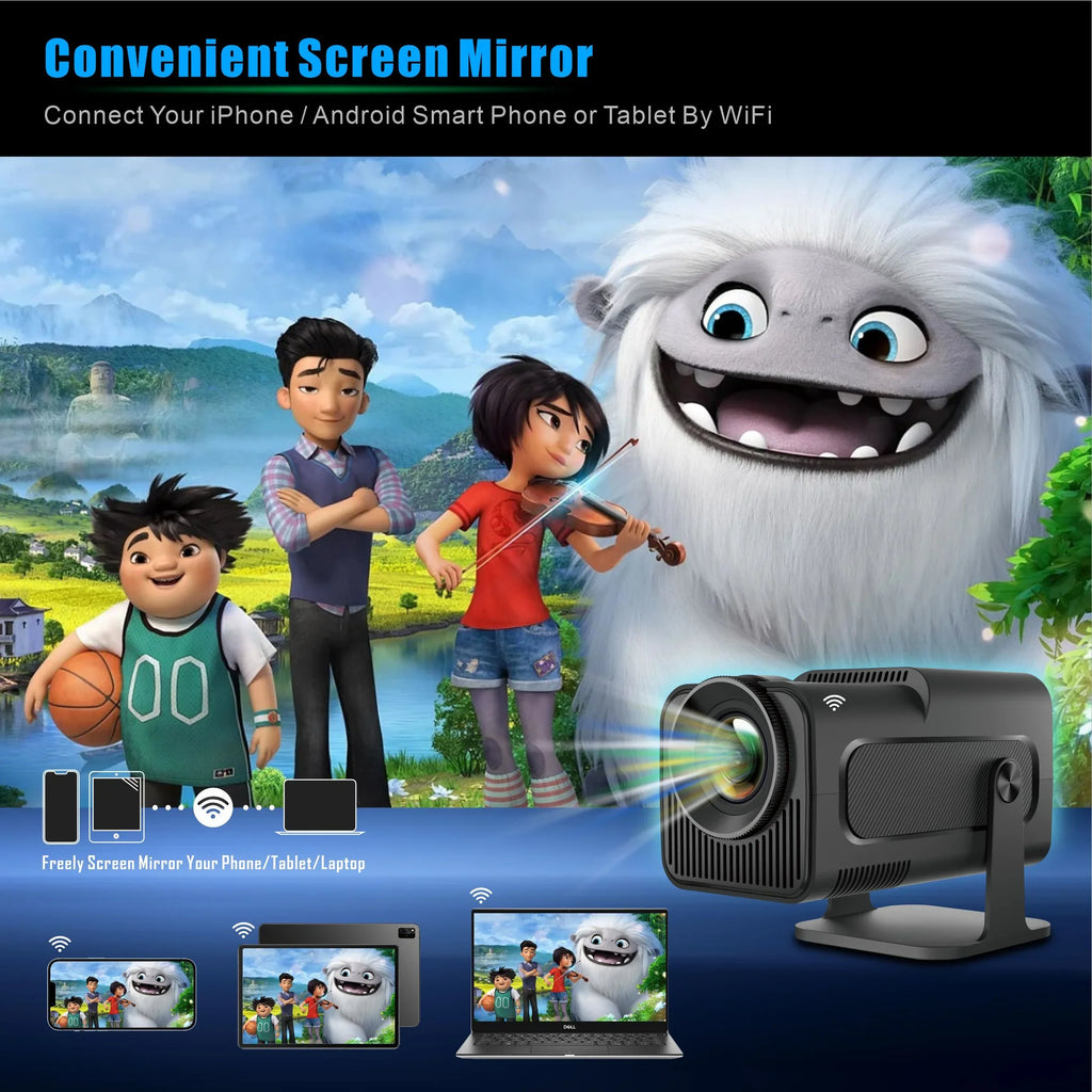 Bluetoth 6 1080P LED 11 4K Rotating HY320 Home Android Projector 5 Keystone Projector, 5G HD Yinzam WiFi 180 Native MAX Full Auto