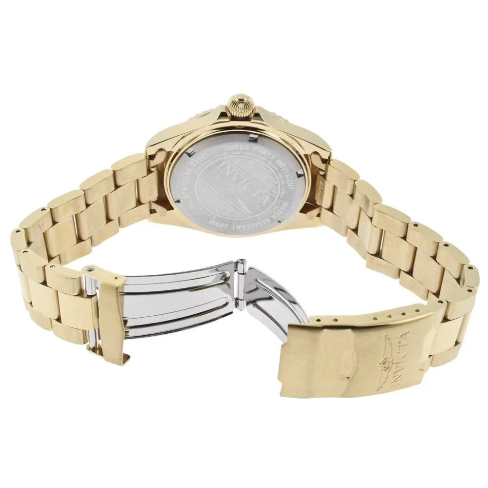 Women's Dial Pro Diver Invicta Dive Steel 15249 Gold Tone Yellow Watch Gold