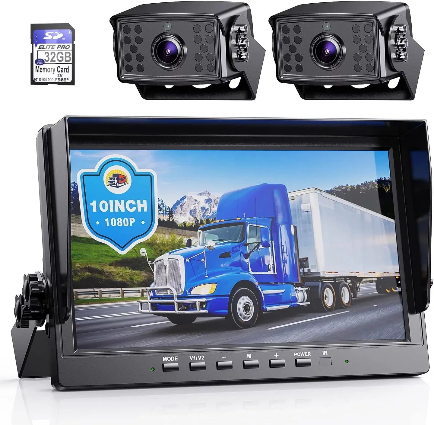 Truck Camera IP69 Camera eRapta Wired Backup Car HD 10'' Backup 1080P Trailer for or Van Monitor RV Waterproof