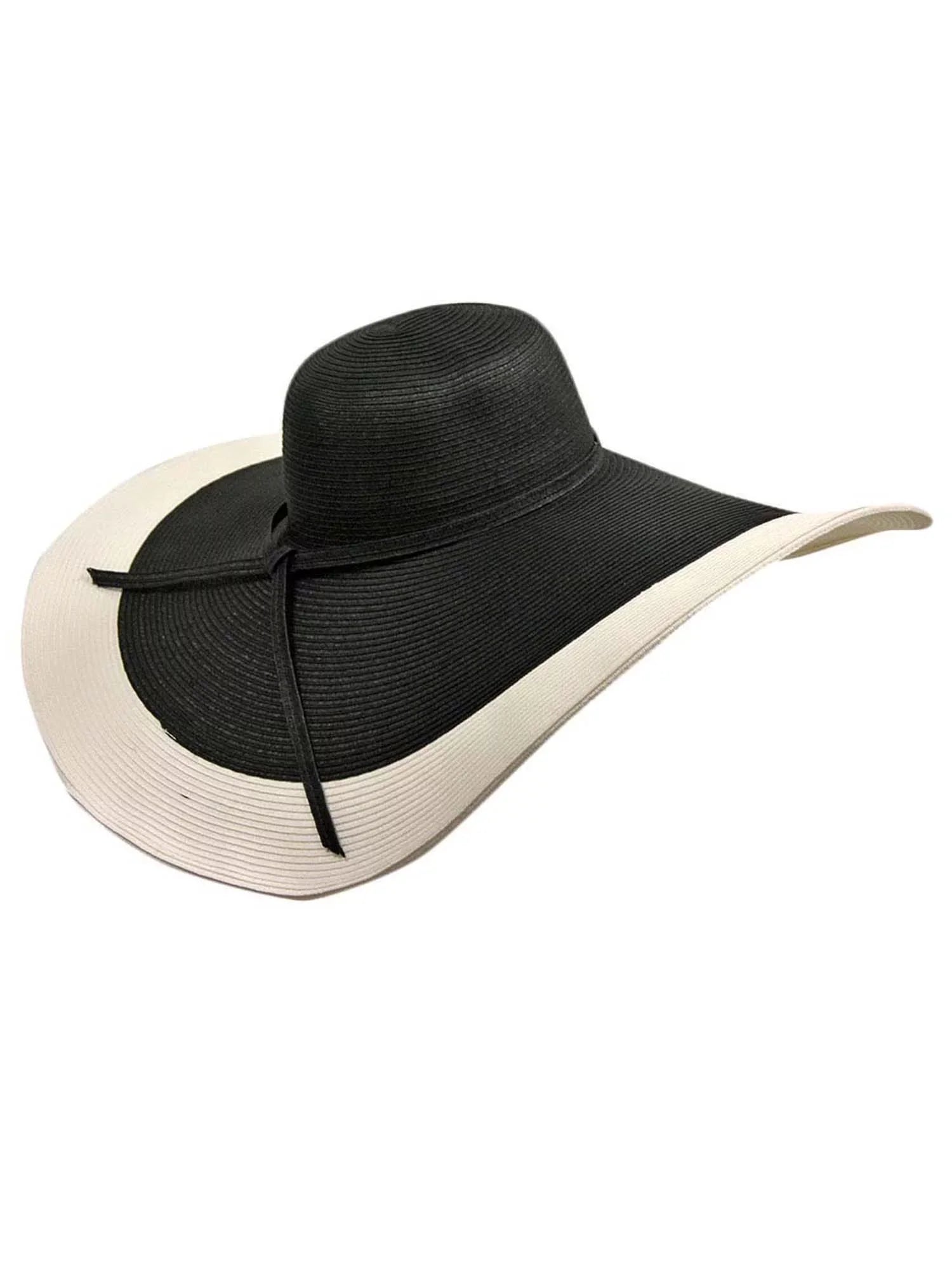 Brim Floppy & Black Hat Wide White With