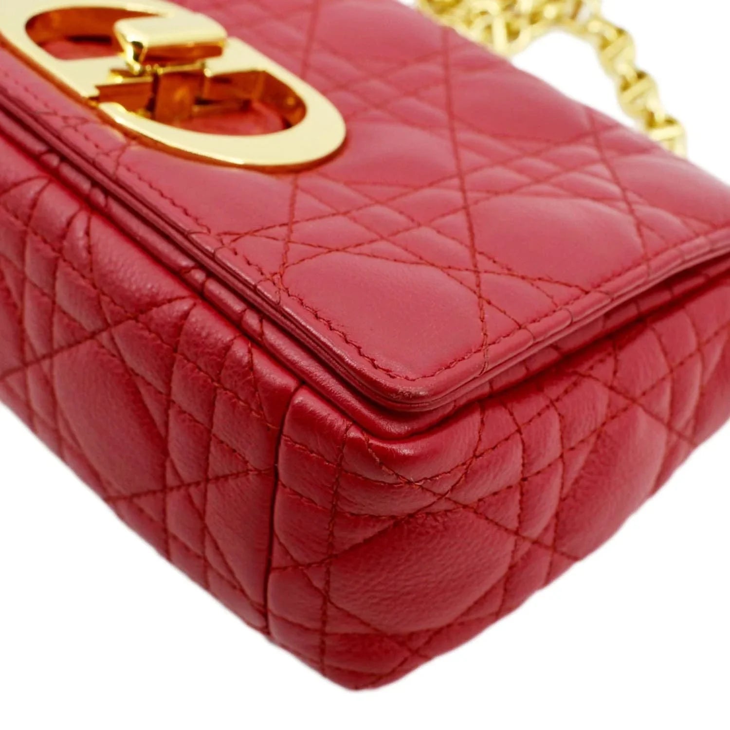 Bag DIOR Leather Cannage Caro Calfskin CHRISTIAN Pre-owned Shoulder Red