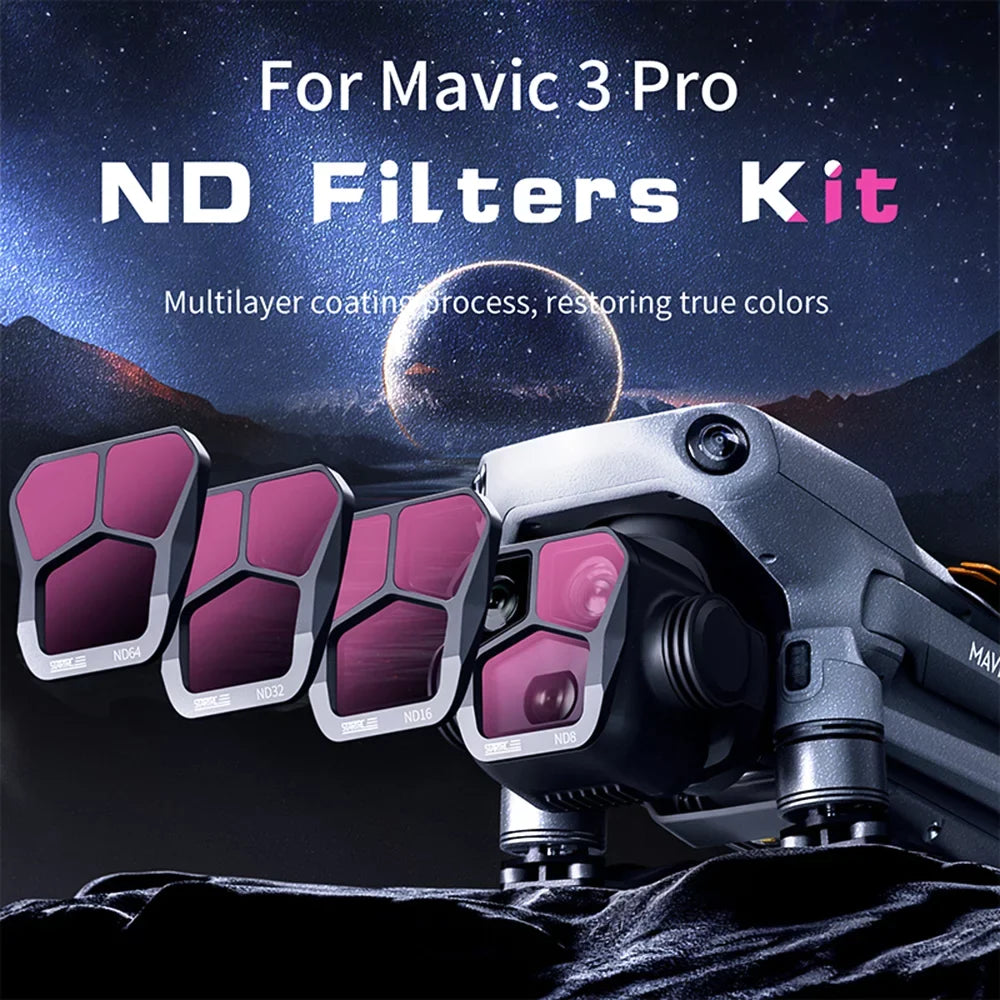 '-reflective Compatible DJI Aluminum with Mavic Filter Optical Glass 4-Pack Waterproof AGC 3 moobody Material ND8/ND16/ND32/ND64 Pro Coatings Lens Filters Scratch-resistant