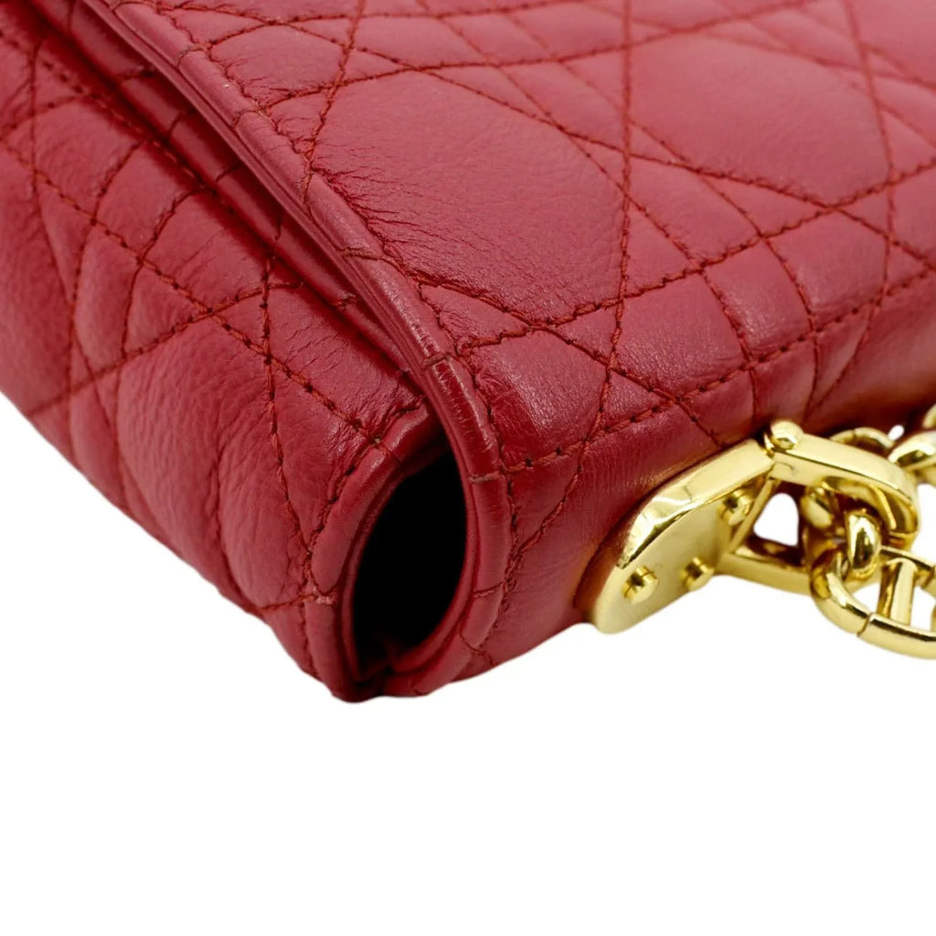 Bag DIOR Leather Cannage Caro Calfskin CHRISTIAN Pre-owned Shoulder Red