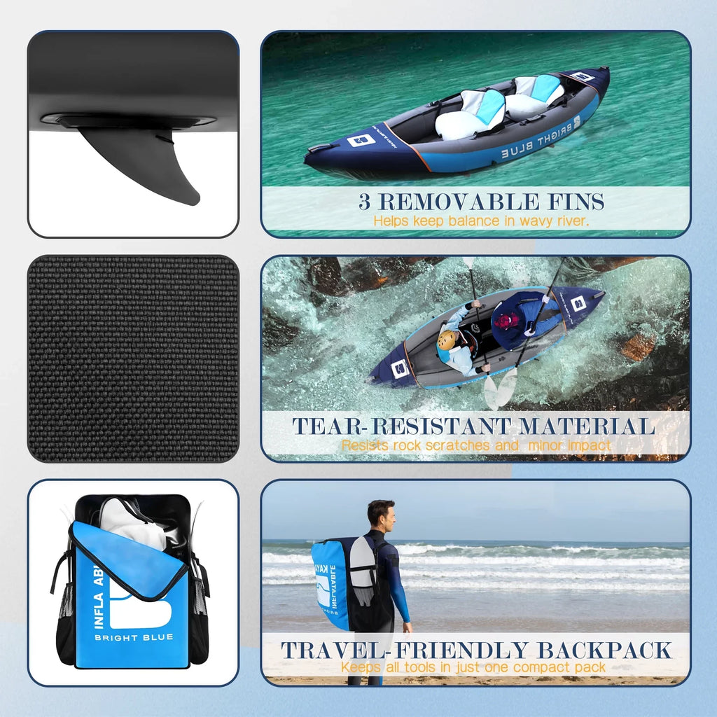 2 River Person Travel Inflatable Blue for Adults Lake or Kayak WHDZ Polyester Entertainment Small
