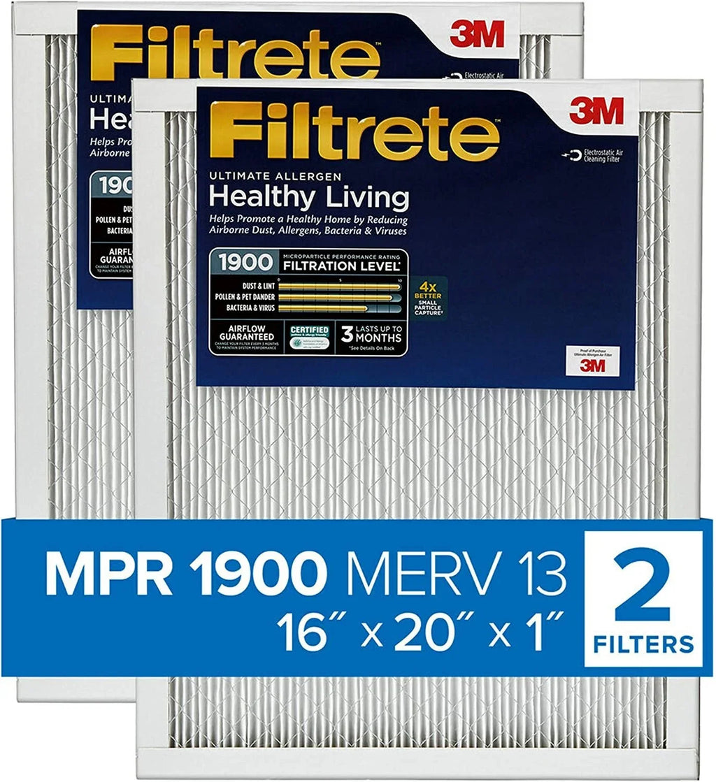 0.78 Filtrete Allergen, Air Healthy x x 13, Living 16x20x1 Ultimate 19.719 MPR MERV Filter 15.719 exact 2-Pack dimensions 1900