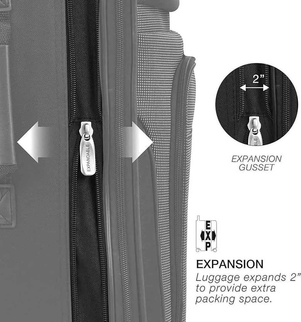 Amsterdam 4-Piece Burgundy, Upright Select Rolling Luggage, Expandable Set Travel