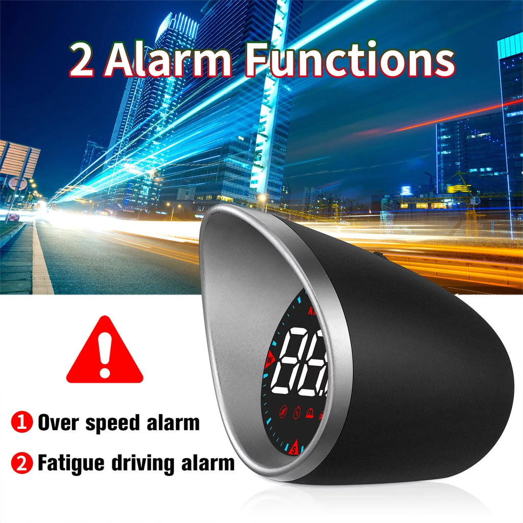 Compass Alarm Fatigue Speedometer Car Digital Angle, Display Alarm Head-up Mileage, HUD Driving Display and Overspeed Car Driving