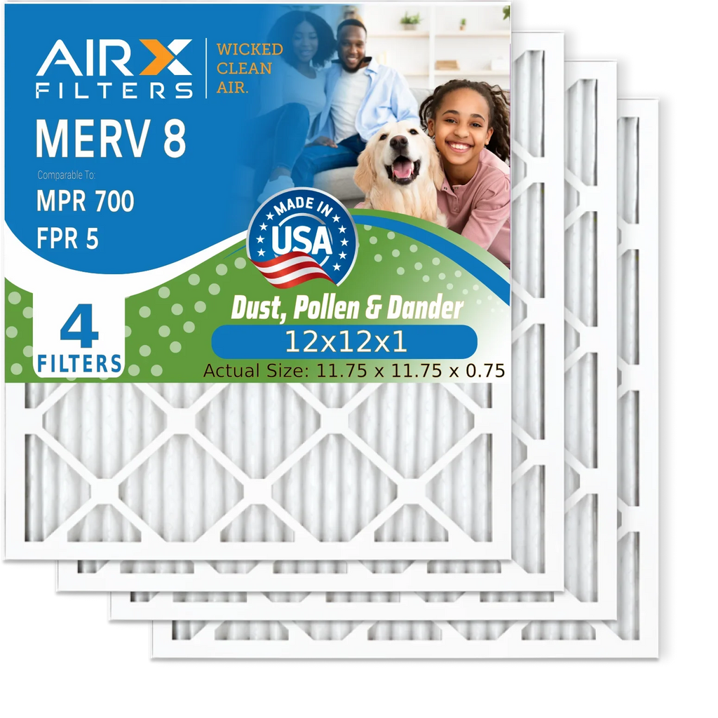 Electrostatic 5 Premium 12x12x1 MERV Air Comparable USA Pack FILTERS Pleated 12x12x1 8 Filter Made 4 MPR Furnace Conditioner AIR. AC Filters HVAC 700 FPR WICKED to Filter by & CLEAN AIRX Air