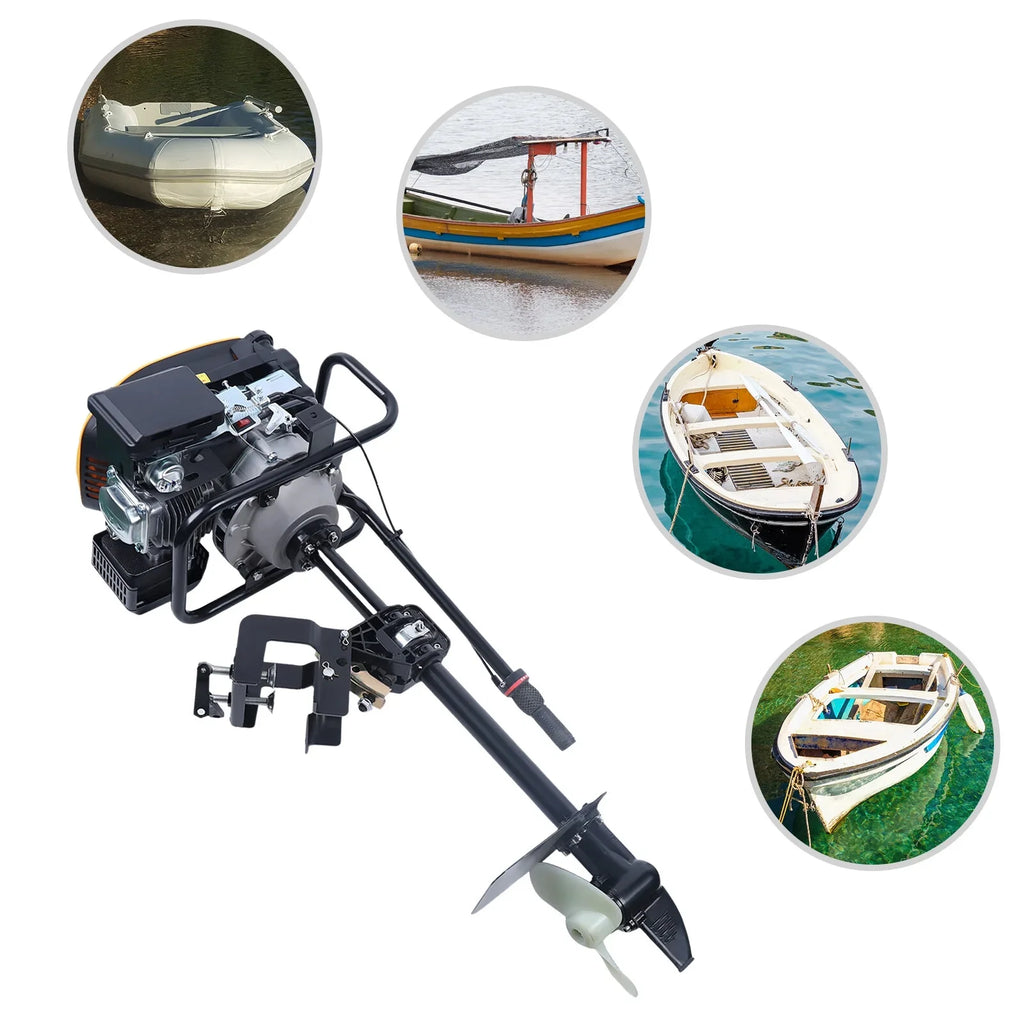 Outboard System Air Propeller Boat Cooling Engine,225CC Duty Boat Engine Outboard Motor YIYIBYUS 4.3KW Motor Heavy Stroke Outboard 4