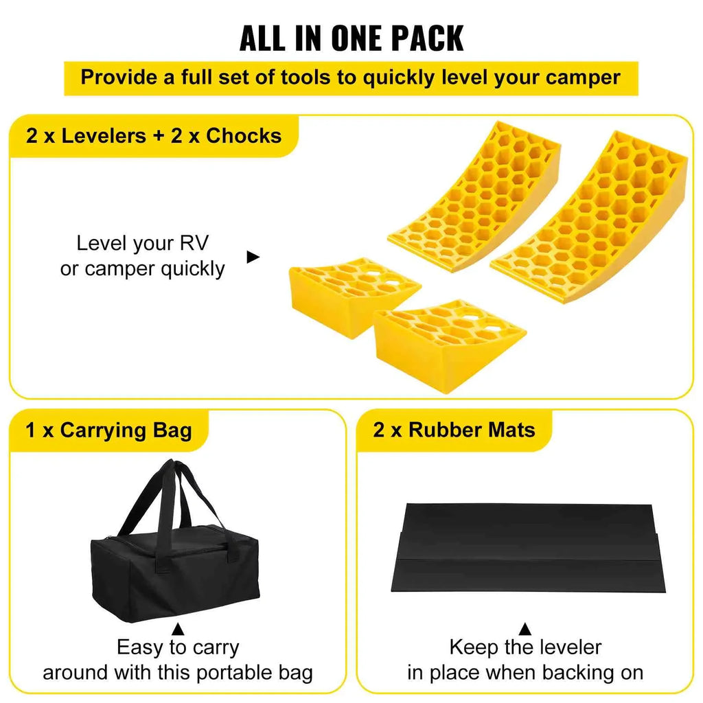 Camper for Camper 35000lbs Pack 2 Levelers Chocks Curved Leveling Leveler Trucks BENTISM Honeycomb Blocks Campers Trailers RV Vans