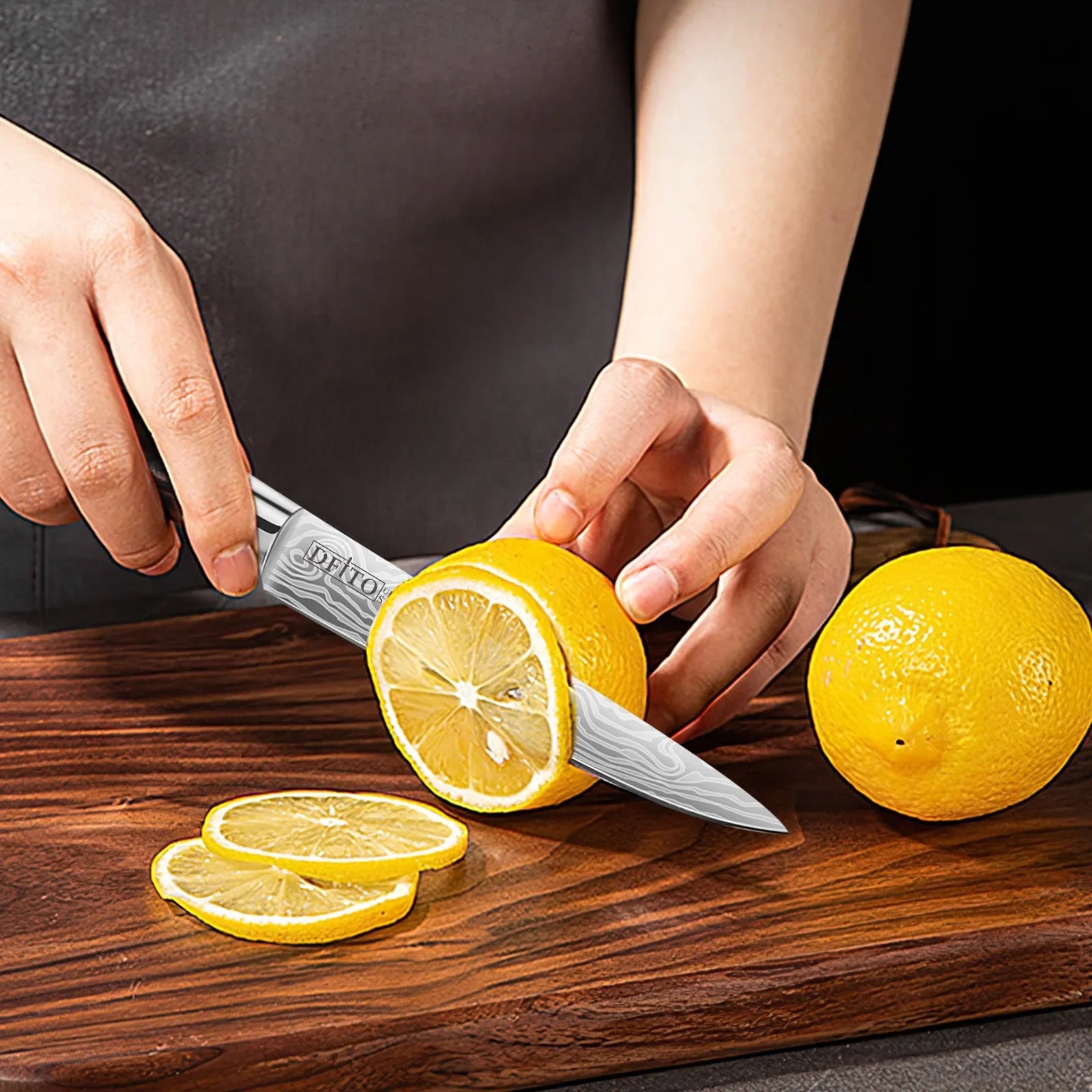 or and Knife, Steel Set, Chef Knife 3PCS Box Kitchen Sharp Ultra Home Stainless for Gift Knives,High Professional Blade, Chefs DFITO Restaurant Carbon Handle Ergonomic