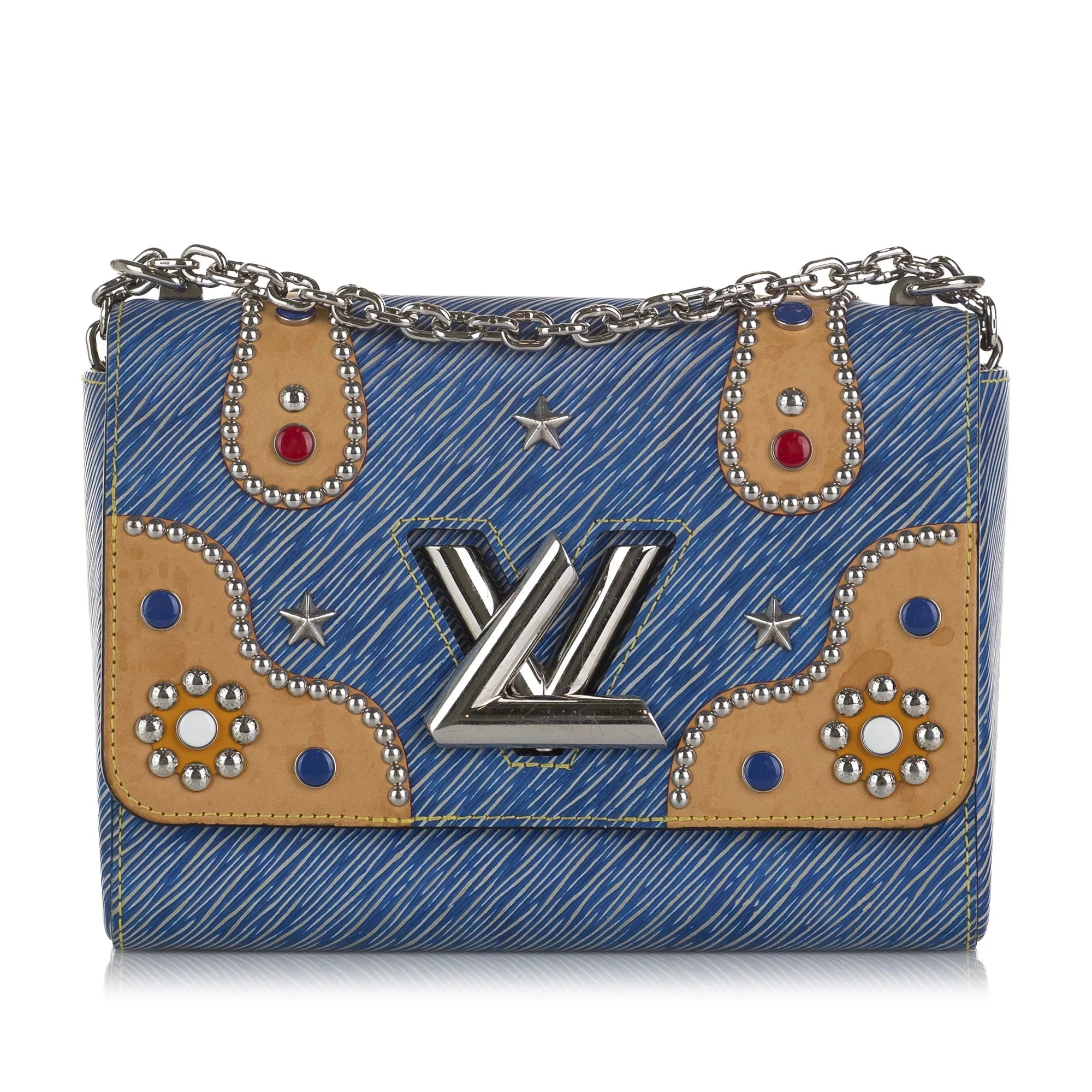 Twist Pre-Owned Unisex MM Epi Vuitton Louis Crossbody Studded (Good) Leather Bag Blue Authenticated