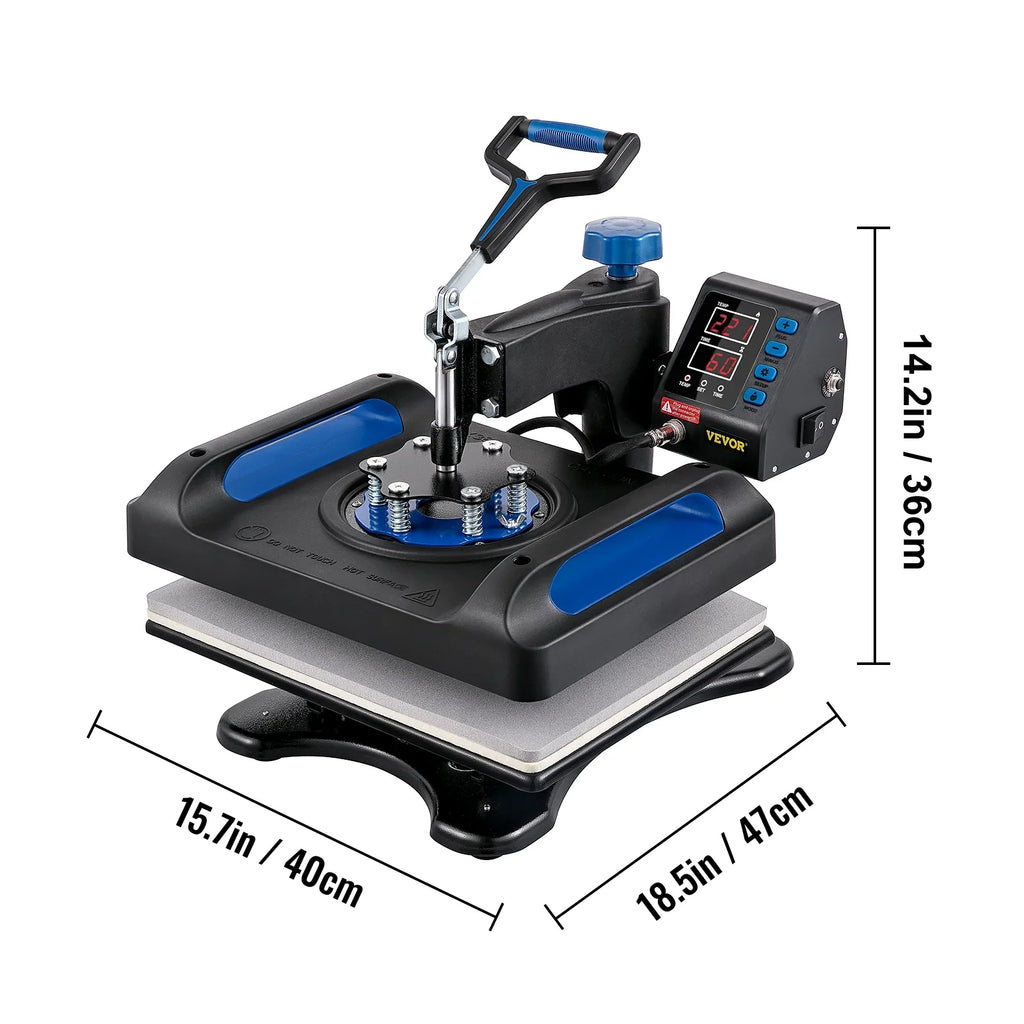 Pillow, Digital Vinyl 12" Pressing Surface, Anti-Scald Canvas Sublimation Machine, Fast Machine, T-Shirt with Swing Bag, Away Transfer x BENTISM Press Heating 360 Printer 15" Blue Heat
