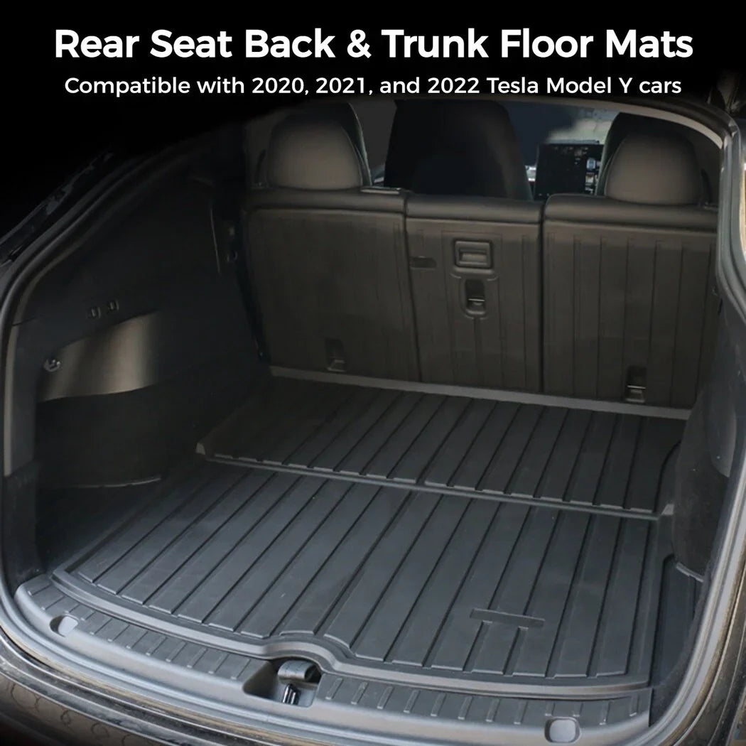 with Trunk Floor Trunk Y, Non-slip Waterproof Seat Tesla Mat, 2021 Liner Compatible Mats, Mats Back Model Floor Car and 3 2022 Weather 2020 Trunk Car Rear All