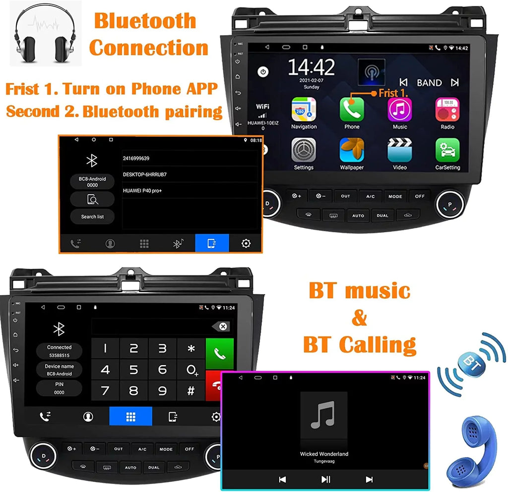 Accord Binize Honda Auto for Stereo 2004 CarPlay&Android Android10 Inch 2007 2003 10 Featuring Car 2006 7th 2005
