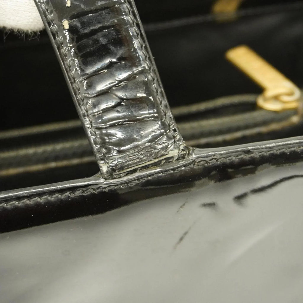 Champagne (Good) Patent Women's Pre-Owned Bag Chanel Black Tote Leather