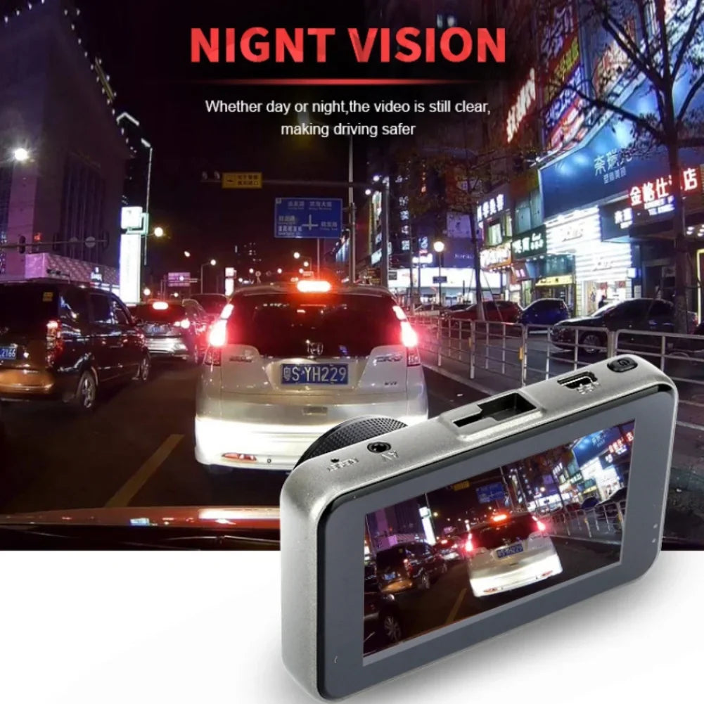1080P recorder Driving car video DVR dual recording vision inch view rear HD 3 night recorder