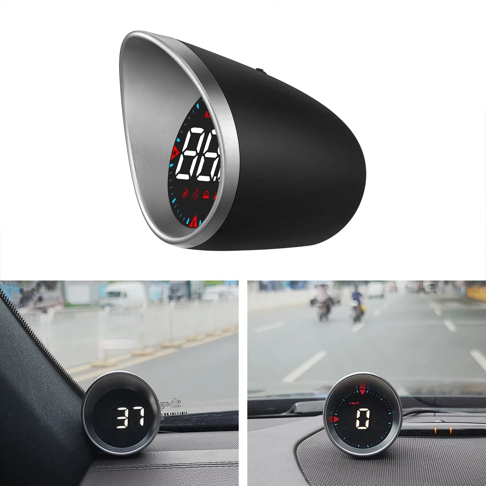 Compass Alarm Fatigue Speedometer Car Digital Angle, Display Alarm Head-up Mileage, HUD Driving Display and Overspeed Car Driving