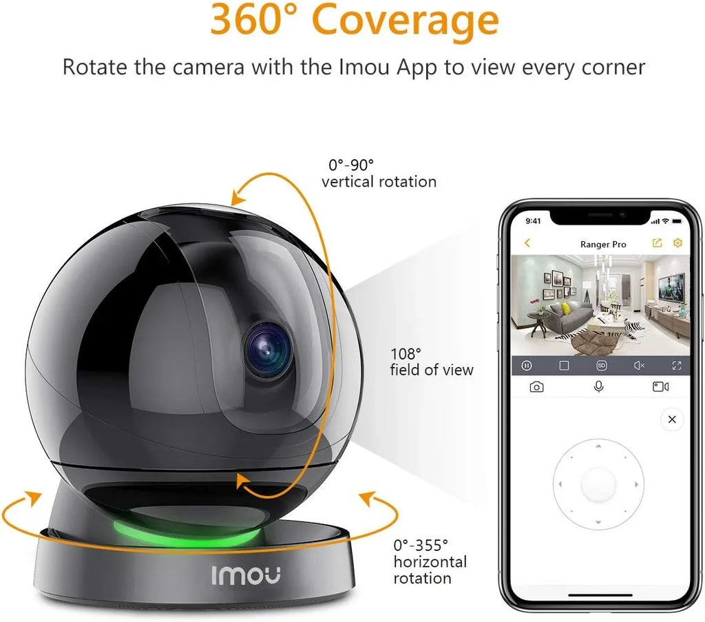 Siren with Degree View Vision, Indoor 2MP Security Tracking, Port, (2.4G Ethernet Smart 1080P Night Smart Camera & Camera 2-Way Only) Camera 360 Imou and Audio, WiFi Spotlight Sound Rex Detection,