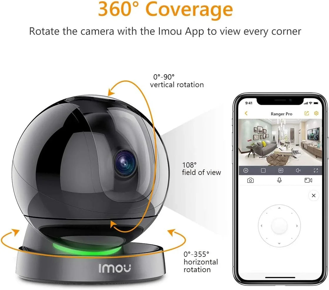 Siren with Degree View Vision, Indoor 2MP Security Tracking, Port, (2.4G Ethernet Smart 1080P Night Smart Camera & Camera 2-Way Only) Camera 360 Imou and Audio, WiFi Spotlight Sound Rex Detection,