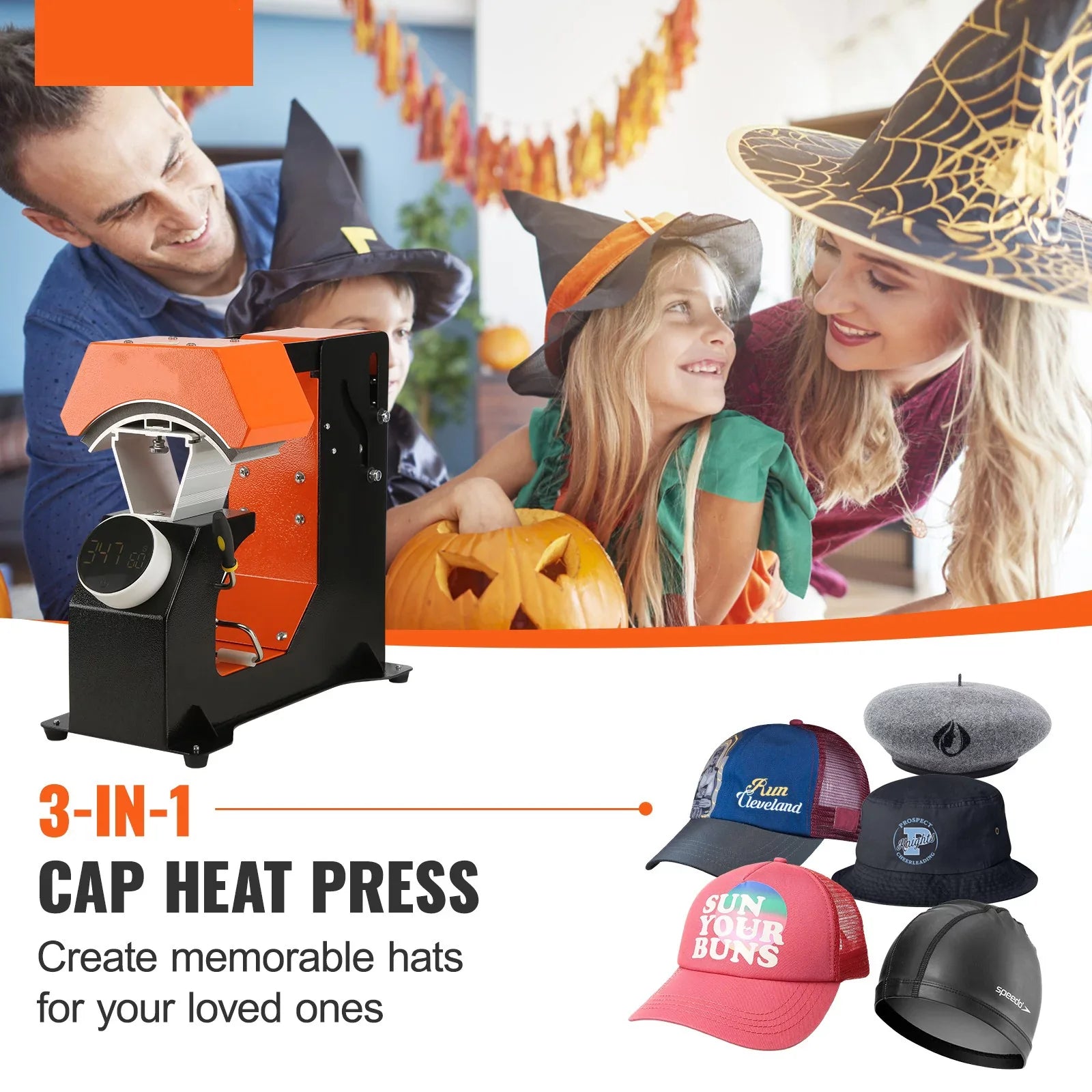 Automatic "Clamshell Machine, Knob-style with Heating & Transfer, BENTISM Release Pads Control 3-in-1 Cap Panel, Heat 3pcs Digital 6.4"x3.5 Press Sublimation Replaceable Auto Press, Press Heat Hat